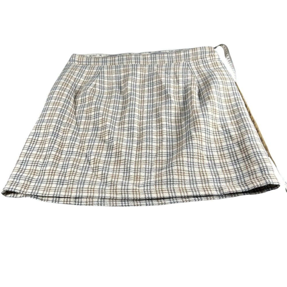 Paper Crane Plaid Mini Skirt Womens Medium Brown Grey Y2K Preppy A-Line Woven